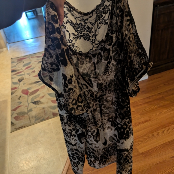 Ginger G Animal Print Lace Blouse Early 2000s - Picture 5 of 5